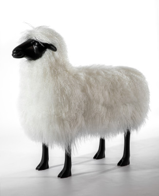 Банкетка Овечка Белые Sheep Bench Black head down