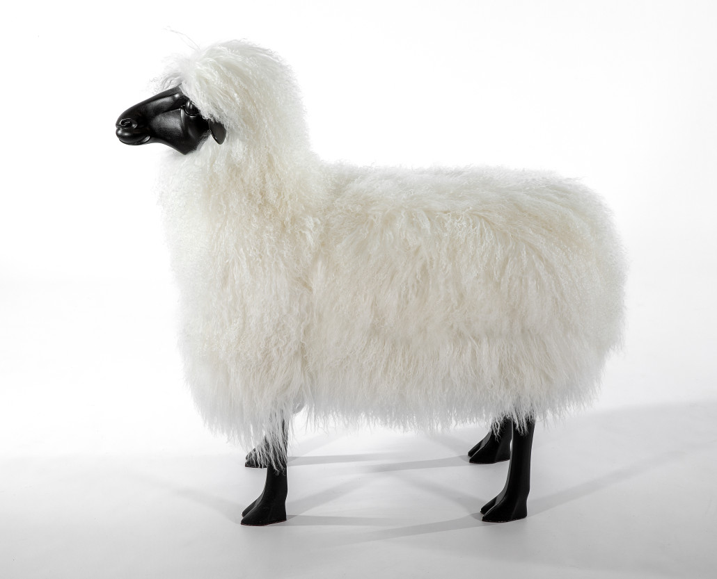 Банкетка Овечка Белые Sheep Bench Black head down