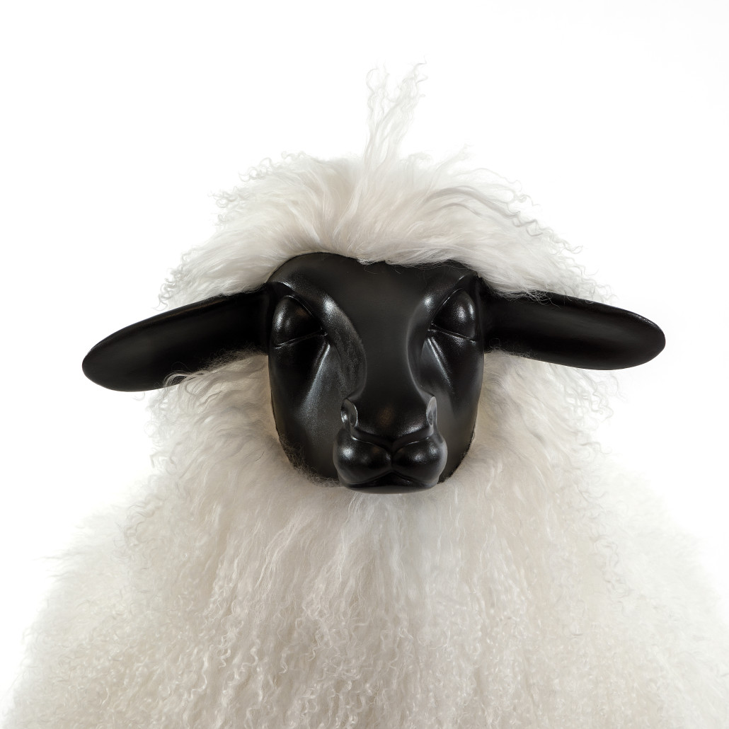 Банкетка Овечка Белые Sheep Bench Black head down