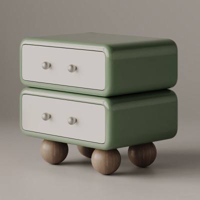 Тумба с 2-мя ящиками зеленая на круглых ножках NOEMI Green