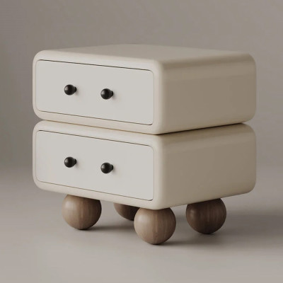 Тумба с 2-мя ящиками молочная на круглых ножках NOEMI Dairy