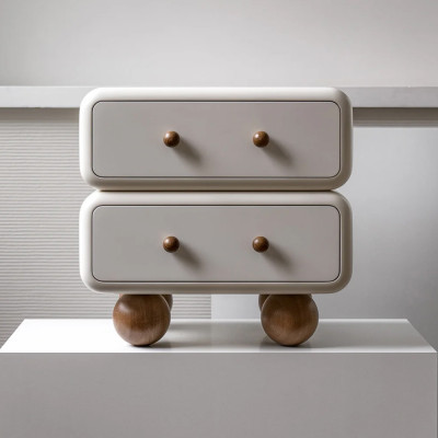 Тумба с 2-мя ящиками молочная на круглых ножках NOEMI Dairy