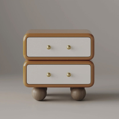 Тумба с 2-мя ящиками терракотовая на круглых ножках NOEMI Terracotta