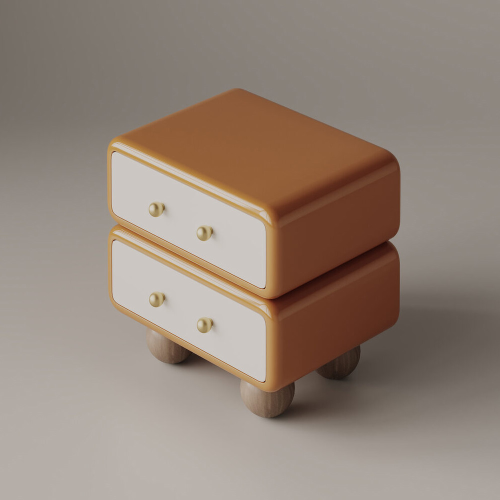 Тумба с 2-мя ящиками терракотовая на круглых ножках NOEMI Terracotta