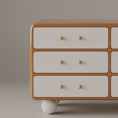 Комод с ящиками терракотовый на круглых ножках NOEMI Terracotta