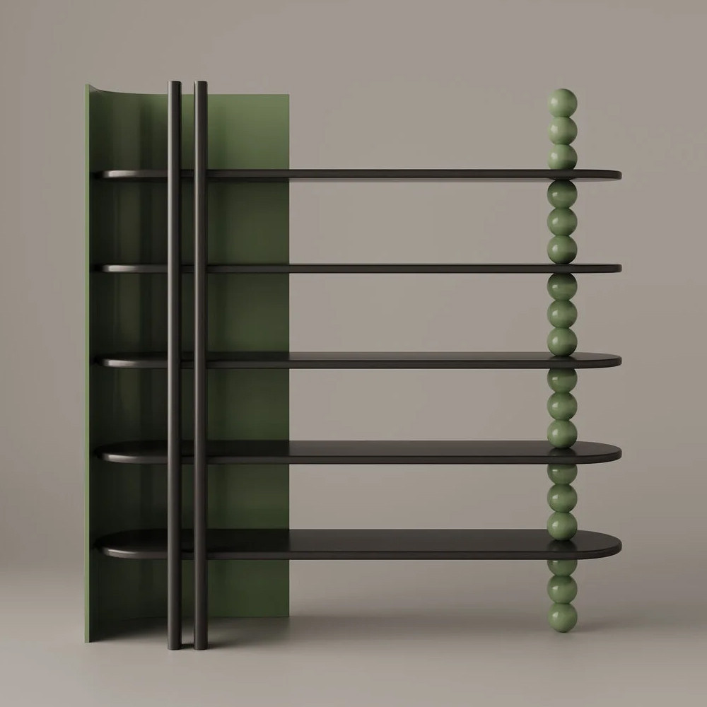 Стеллаж NOEMI Green с полками Зеленый