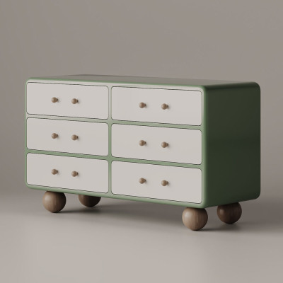 Комод с ящиками зеленый на круглых ножках NOEMI Green