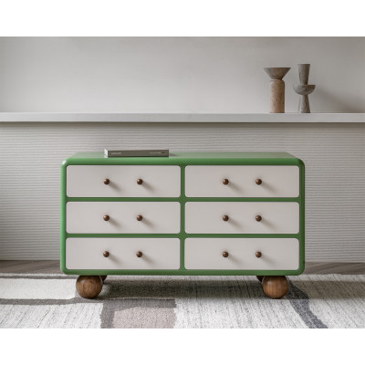 Комод с ящиками зеленый на круглых ножках NOEMI Green