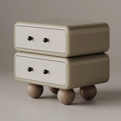 Тумба с 2-мя ящиками бежевая на круглых ножках NOEMI Beige