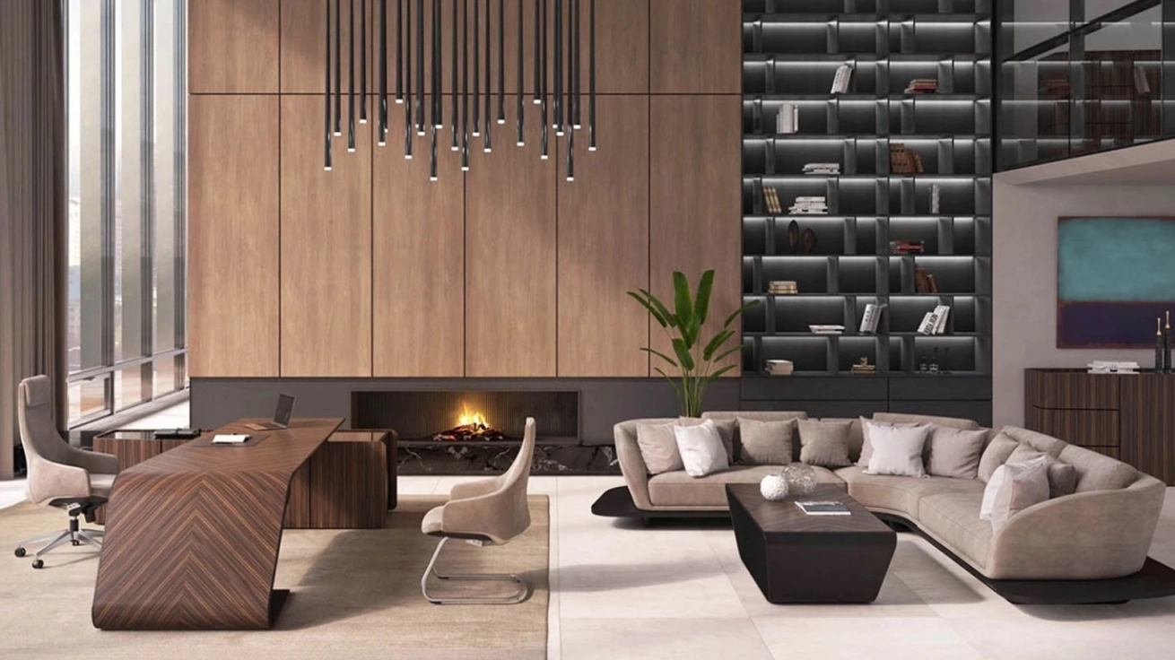 Обустройство гостиной с рабочим местом