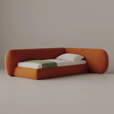 Кровать угловая с округлым изголовьем Smooth Terracotta Lines