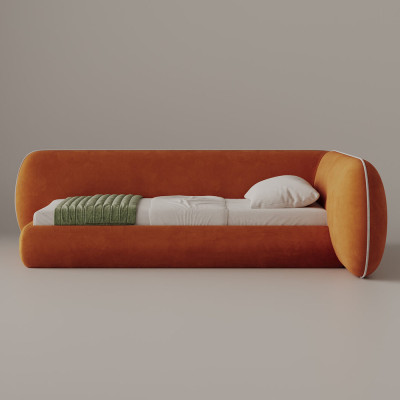 Кровать угловая с округлым изголовьем Smooth Terracotta Lines