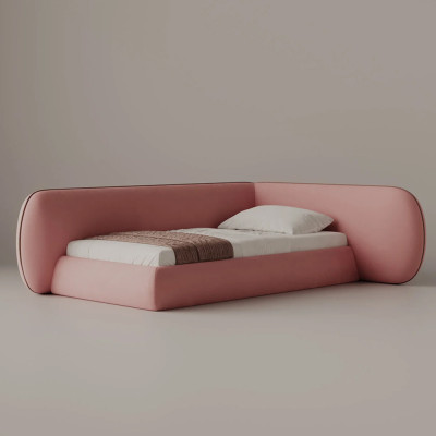 Кровать угловая с округлым изголовьем Smooth Pink Lines
