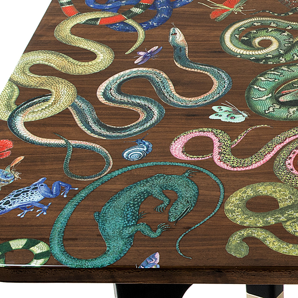 Авторский обеденный стол  Tropical Snakes  шпон орех с рисунком