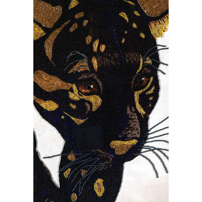Панно на стену авторская вышивка Леопард бисер Leopard on tree embroidery