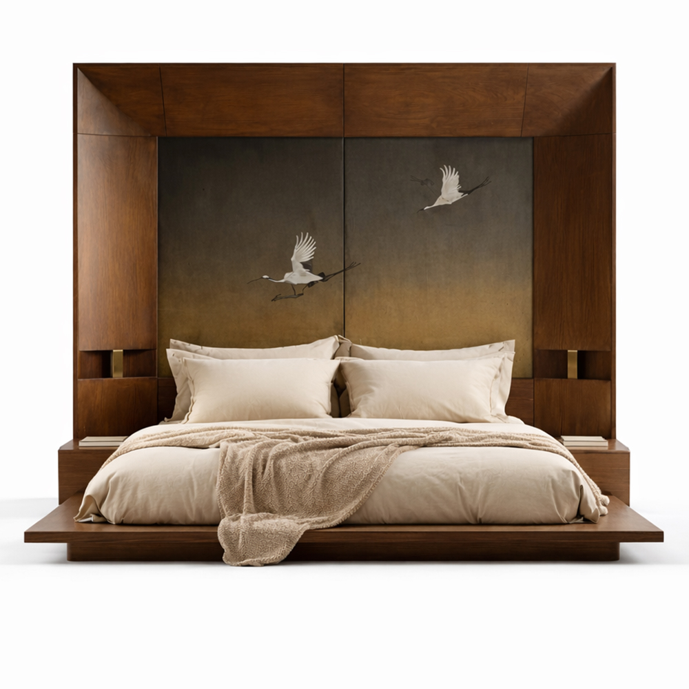 Премиальная Кровать Japanese Bed Cranes с большим порталом