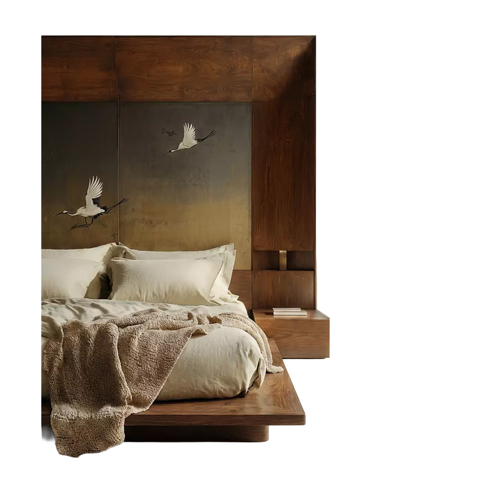 Премиальная Кровать Japanese Bed Cranes с большим порталом