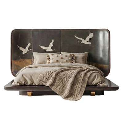 Премиальная Кровать Japanese Cranes Bed с полукруглой спинкой