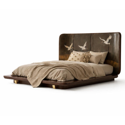 Премиальная Кровать Japanese Cranes Bed с полукруглой спинкой
