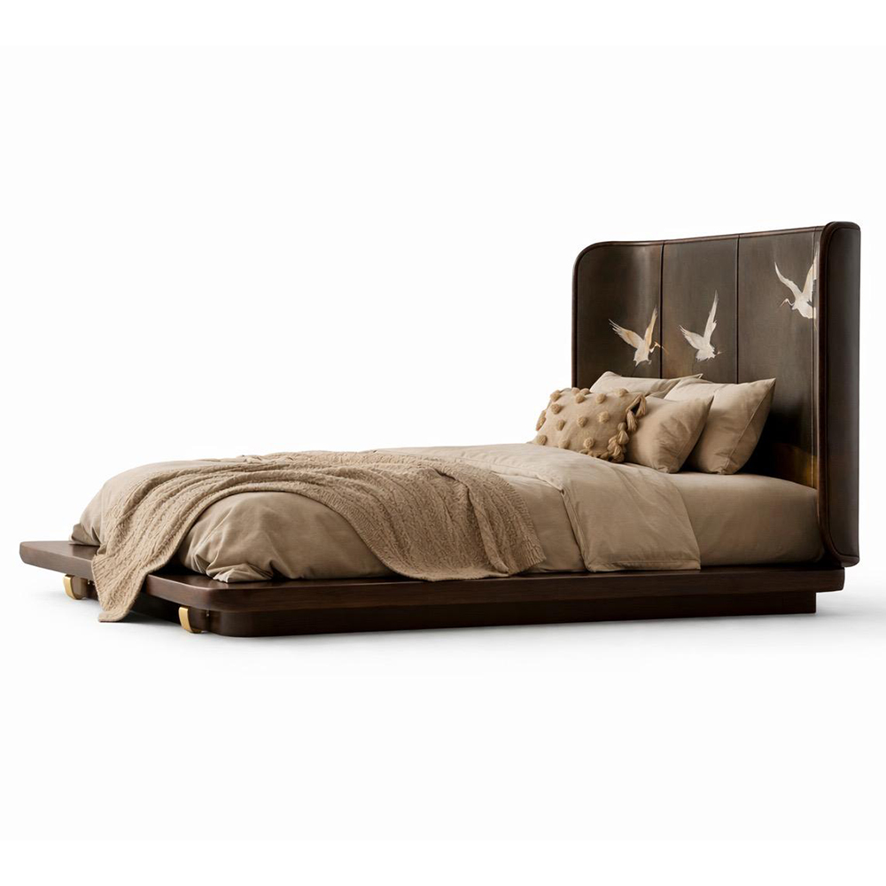 Премиальная Кровать Japanese Cranes Bed с полукруглой спинкой