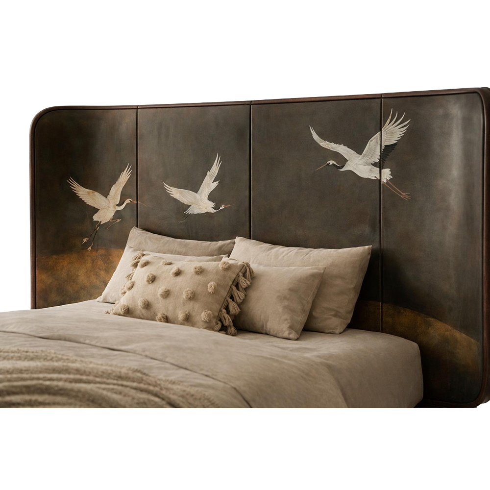 Премиальная Кровать Japanese Cranes Bed с полукруглой спинкой