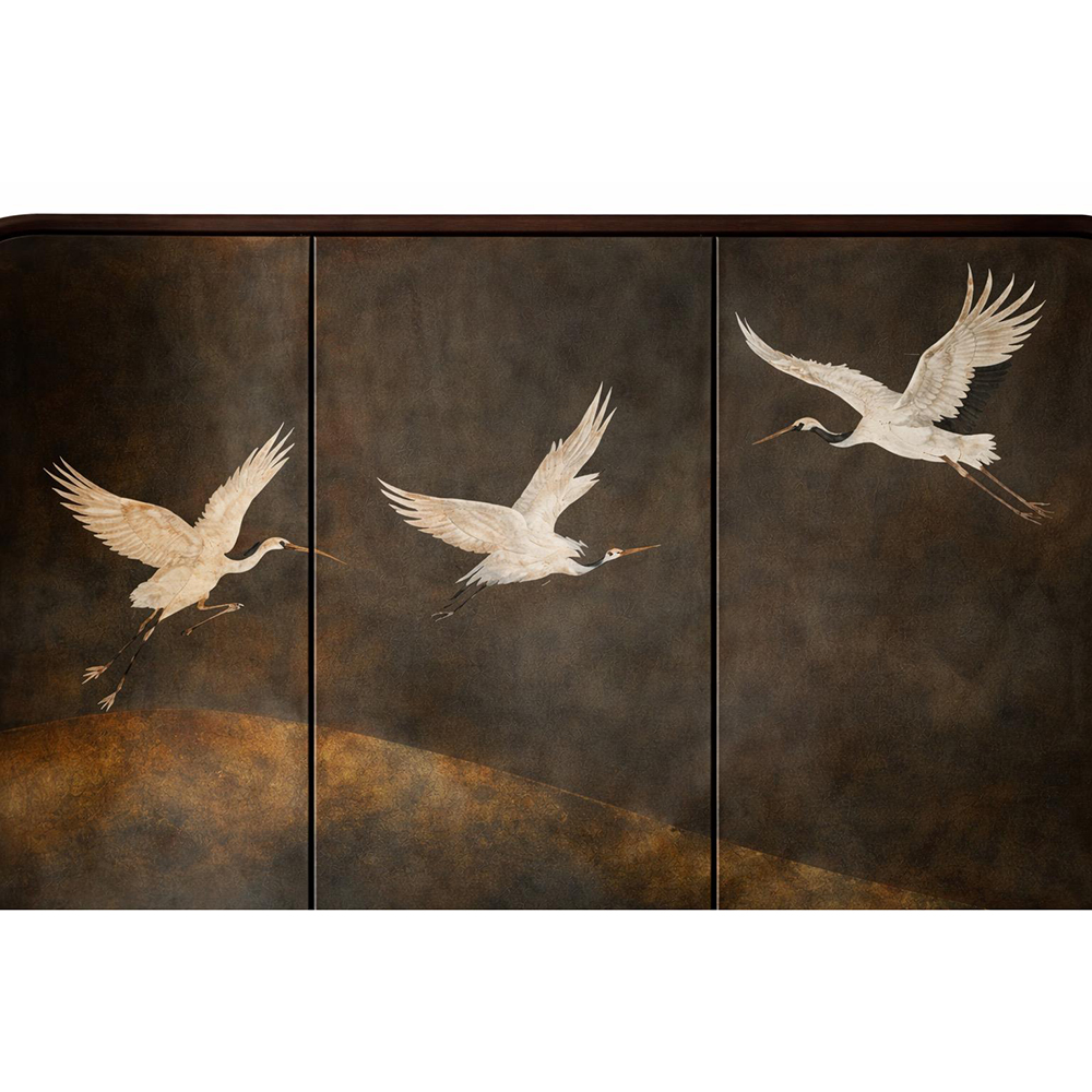 Премиальная Кровать Japanese Cranes Bed с полукруглой спинкой