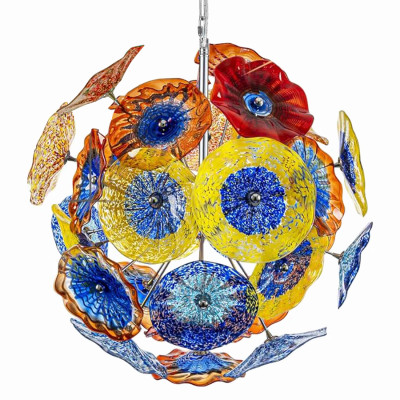 Sputnik Murano Blown Glass Chandelier Flowers Multi-Colors