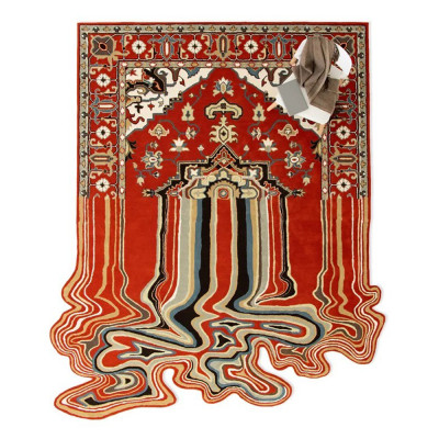 Дизайнерский Текучий ковер Flowing Wool Rug Carpet Red
