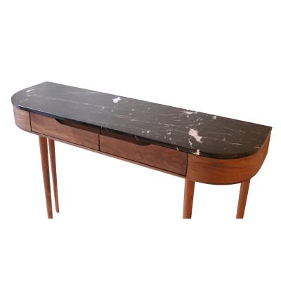 Консоль Beverly Marble Black top шпон орех