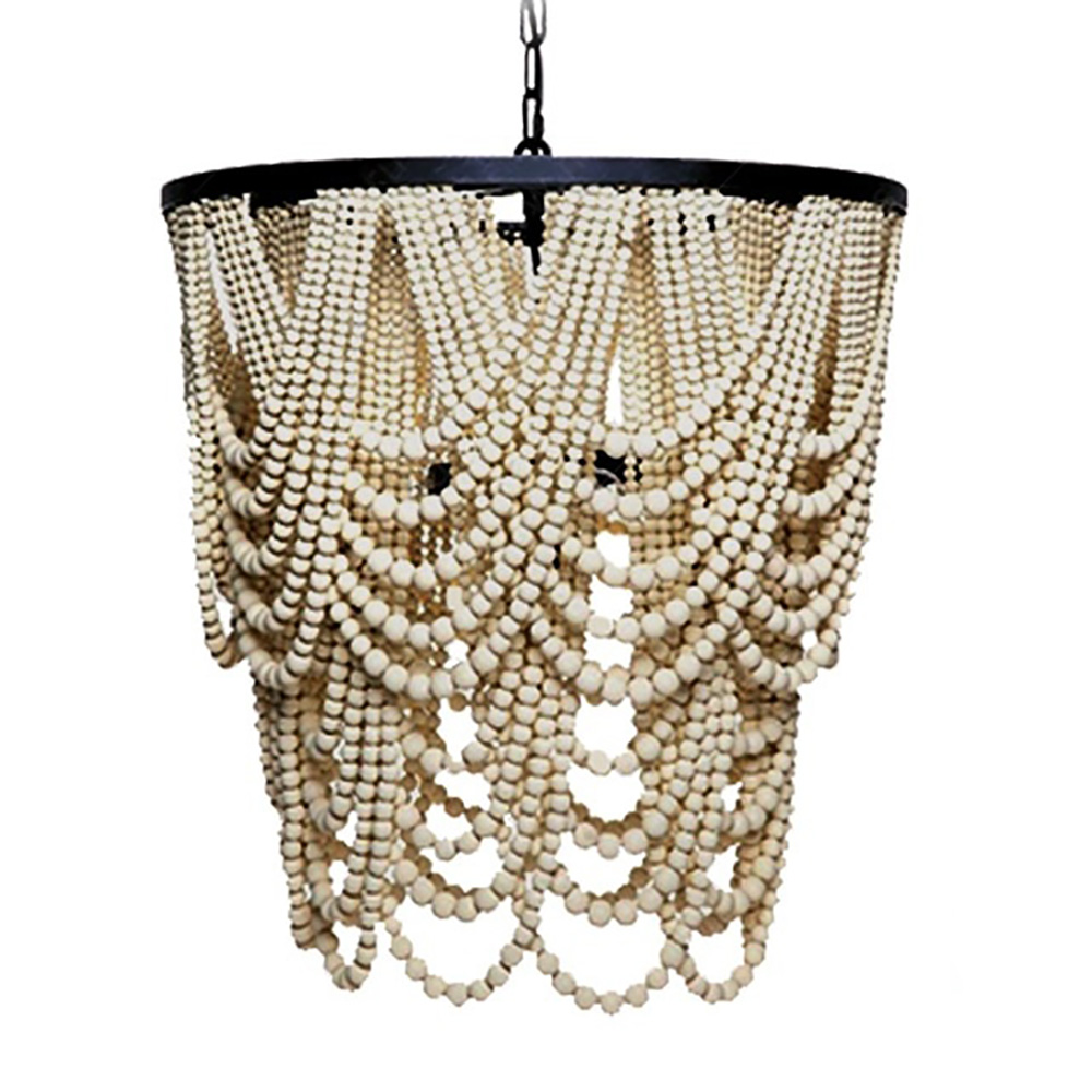 Люстра White Wooden Beads Chandelier