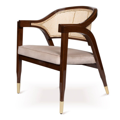 Alessio Rattan Wood Dining Chair Brown