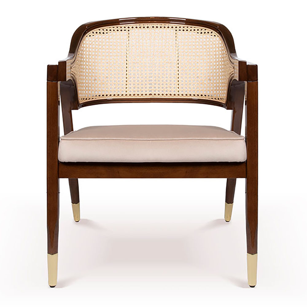 Alessio Rattan Wood Dining Chair Brown