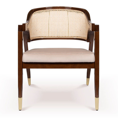 Alessio Rattan Wood Dining Chair Brown