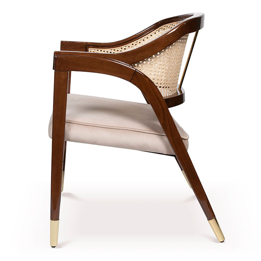 Alessio Rattan Wood Dining Chair Brown