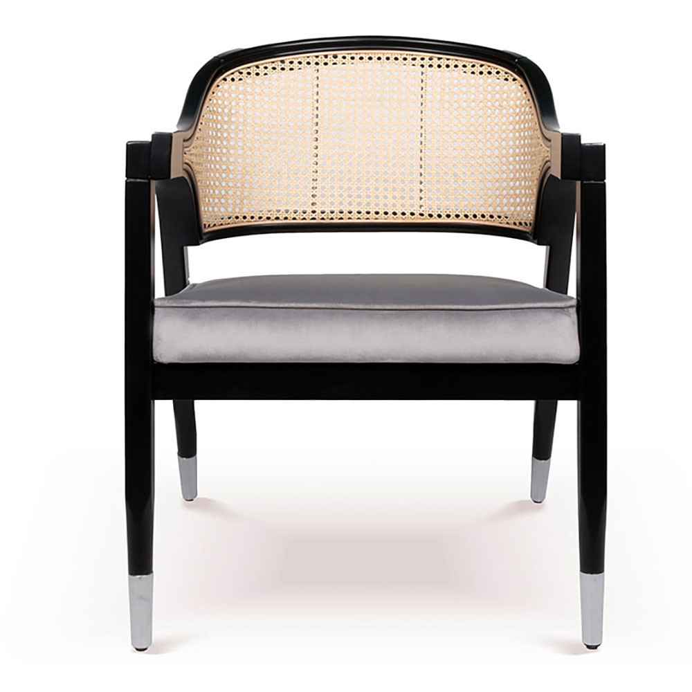 Alessio Rattan Wood Dining Chair Black