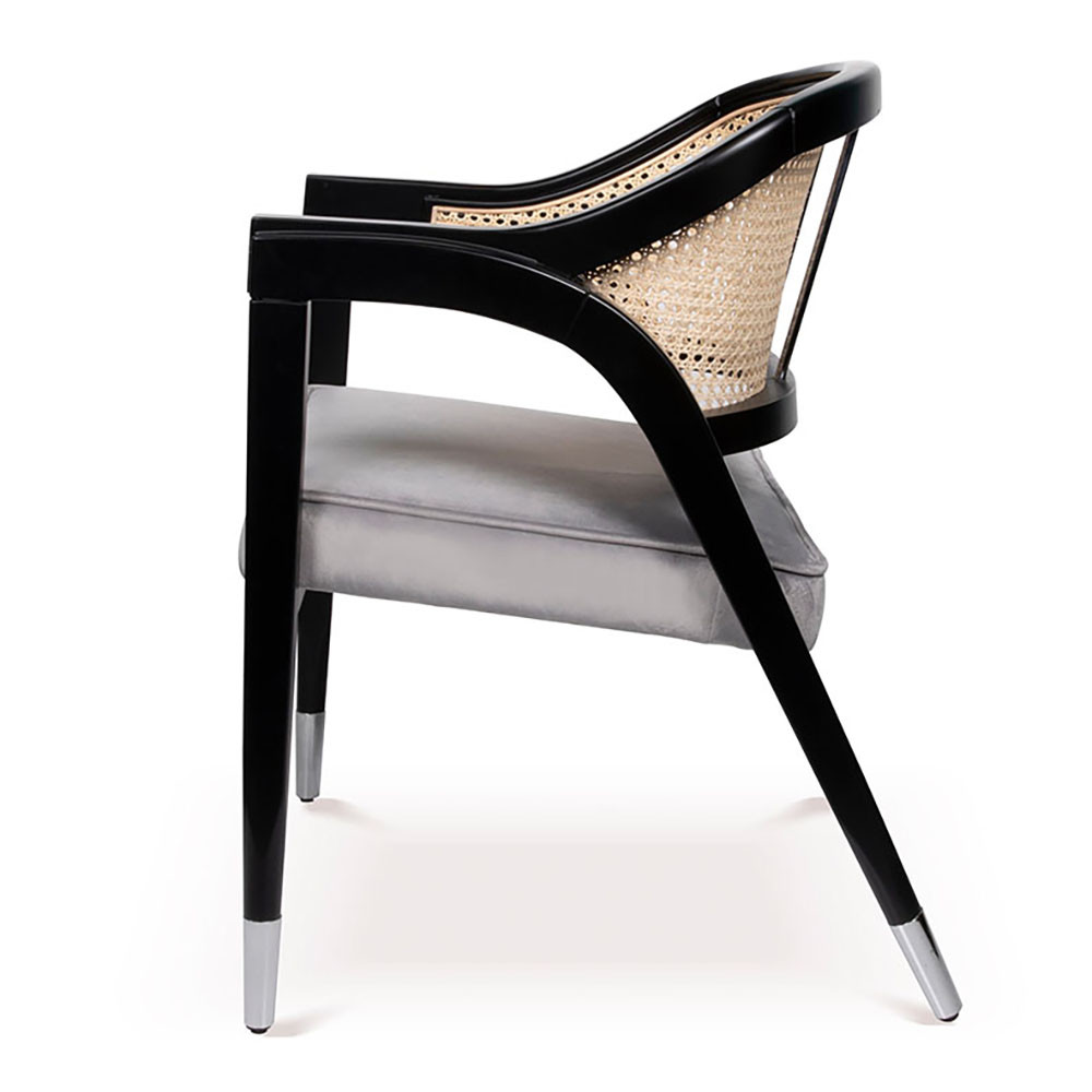 Alessio Rattan Wood Dining Chair Black