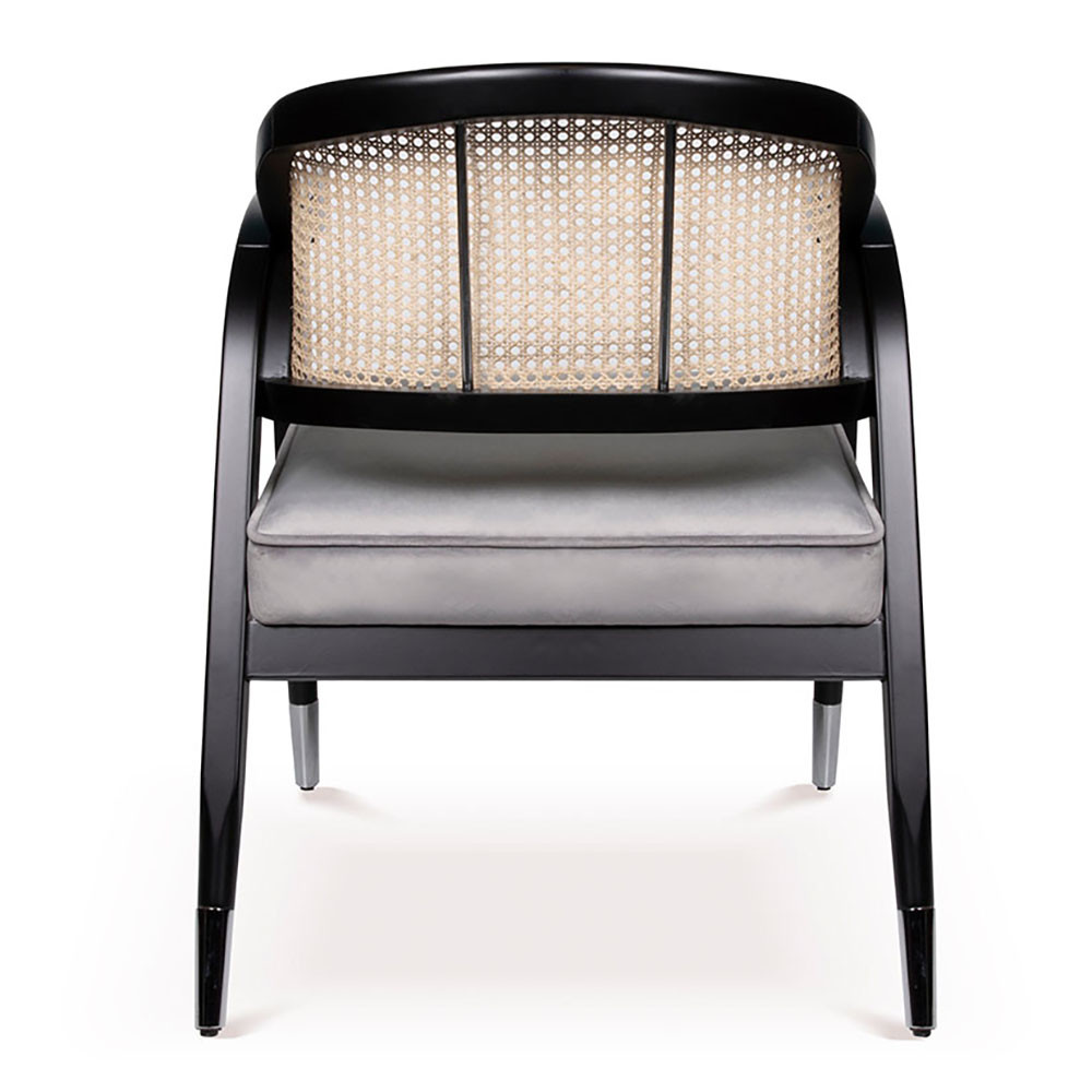 Alessio Rattan Wood Dining Chair Black