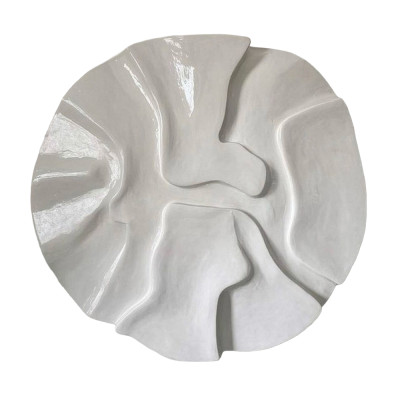 Белое Панно 3д на стену в стиле Ваби-саби White Natural Disc