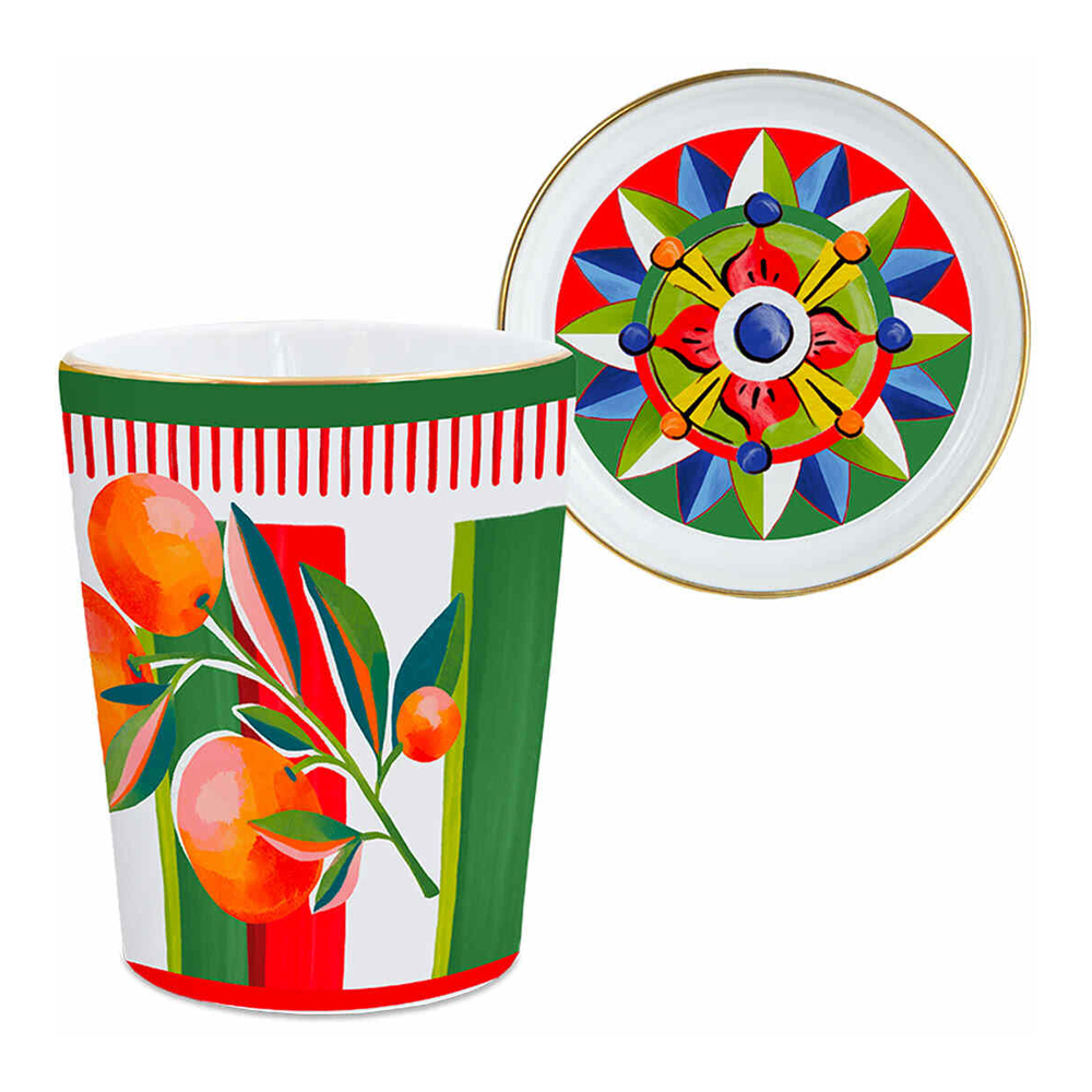 Стакан DOLCE VITA "ORANGES" с крышкой/блюдцем