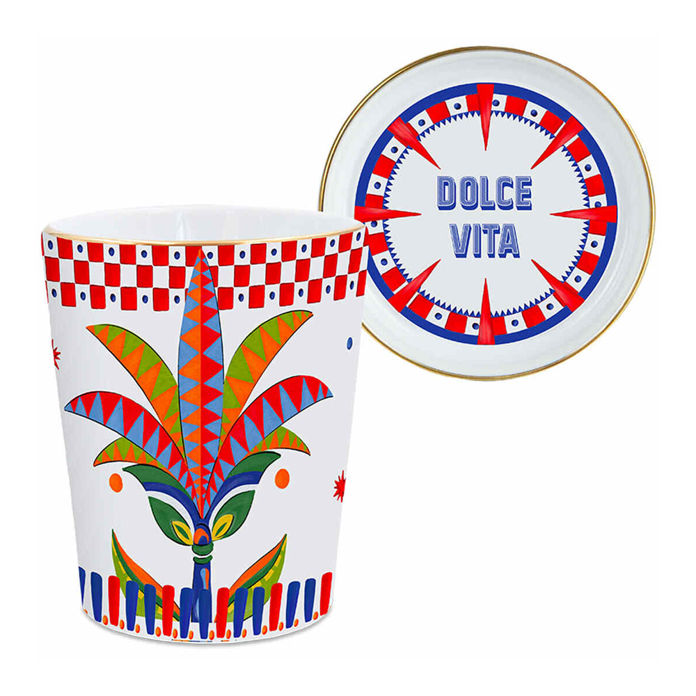 Стакан DOLCE VITA "PALM" с крышкой/блюдцем