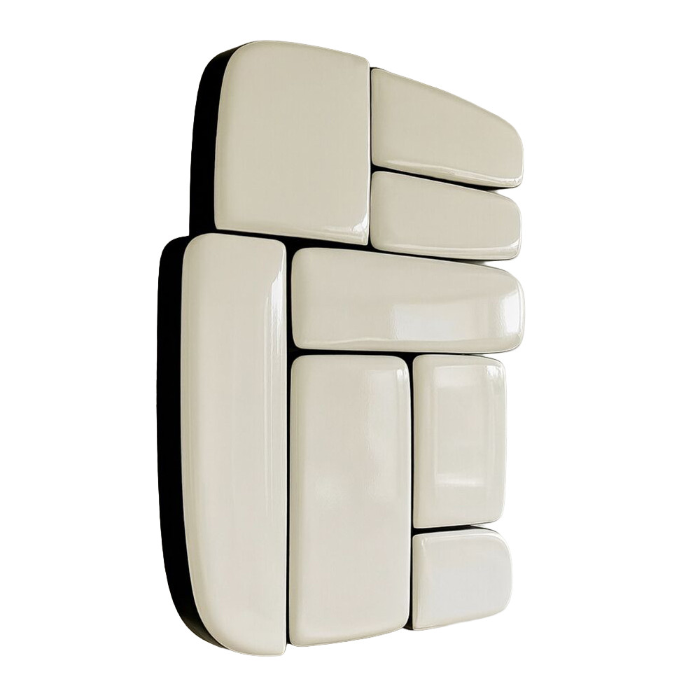 Cовременная Текстурная интерьерная картина Джапанди White Velour Stone