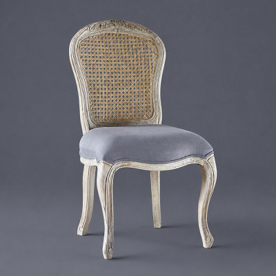 Стул мягкий с обивкой из хлопка в стиле прованс Gray Provence Chair