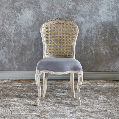 Стул мягкий с обивкой из хлопка в стиле прованс Gray Provence Chair