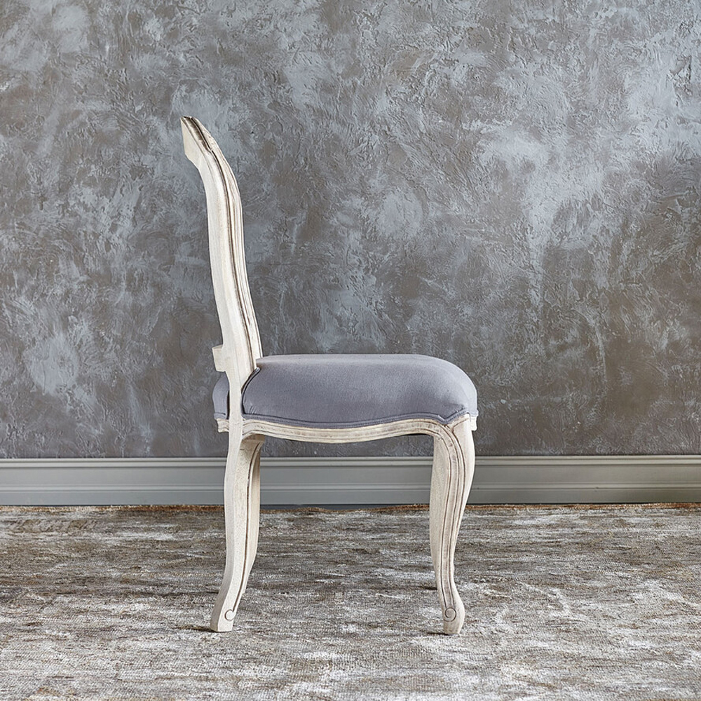 Стул мягкий  с обивкой из хлопка в стиле прованс Gray Provence Chair