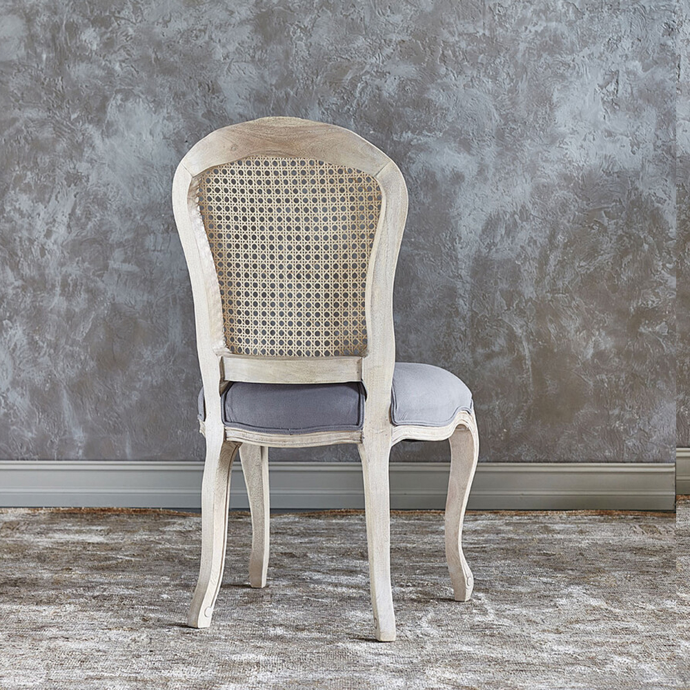 Стул мягкий  с обивкой из хлопка в стиле прованс Gray Provence Chair