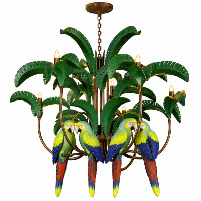 Люстра Panama Palm Chandelier Parrot с попугаями