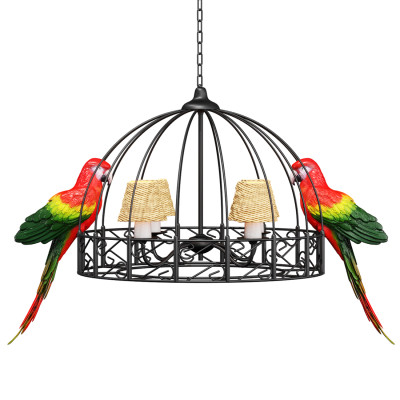 Люстра Panama Cage Chandelier Red Parrot с попугаями