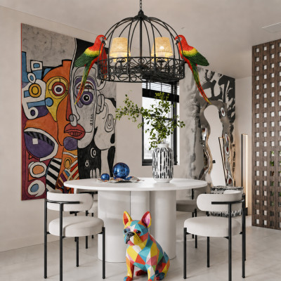 Люстра Panama Cage Chandelier Red Parrot с попугаями