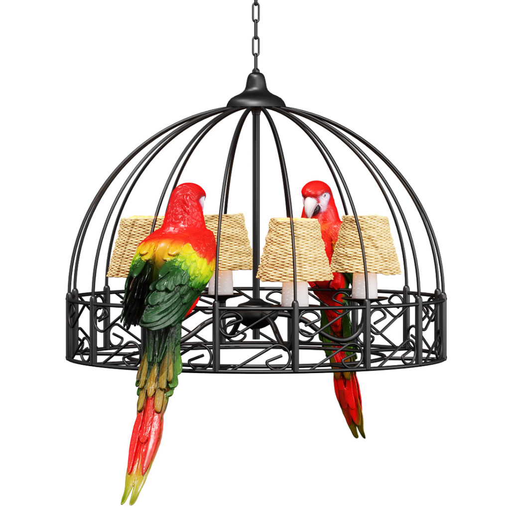 Люстра Panama Cage Chandelier Red Parrot с попугаями