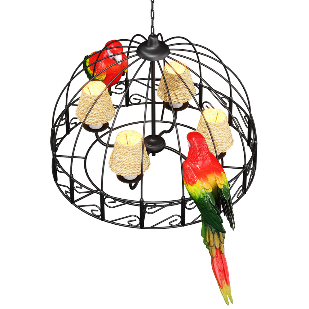 Люстра Panama Cage Chandelier Red Parrot с попугаями